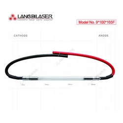 YAG Laser xenon flash lamp , size : 9*100*165F - wire , lamp dia. : 9mm , arc length : 100mm , body length : 165mm, with cable