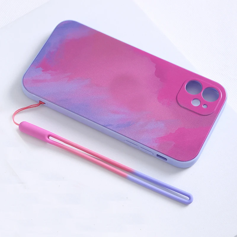 새로운 수채화 실리콘 끈, 액체 손목 끈, 크리에이티브 스피커 팬, 짧은 슬링 U 디스크 실리콘 휴대폰 끈, 1 개