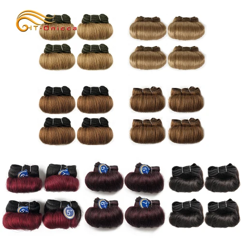 Mechones de cabello rizado, extensiones de cabello humano postizo malayo, 4 unids/lote, productos para el cabello corto, mechones ondulados, extensiones de cabello humano