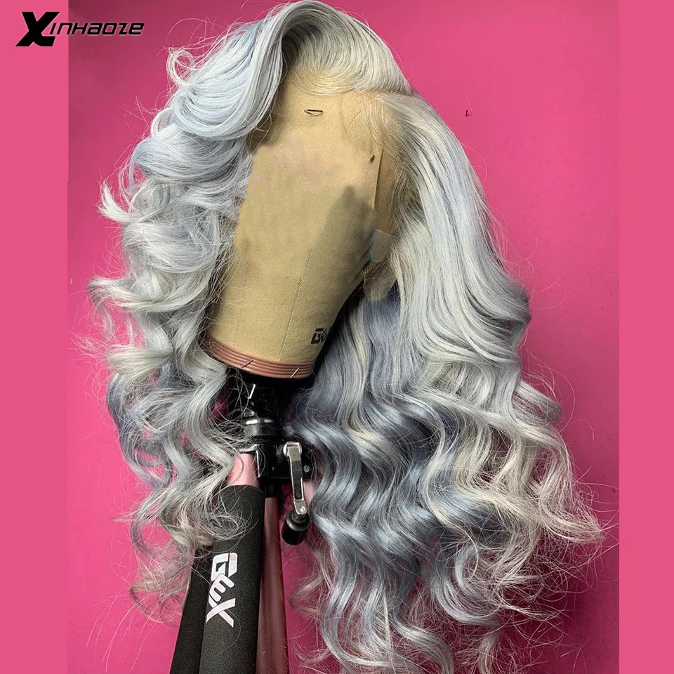 Silver Grey Deep Part 13x6 Lace Front Human Hair Wigs For Black Women Brazilian Hair Free Part Loose Wave 13x4 Lace Front Wigs