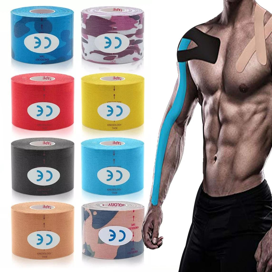 Vendaje elástico de Kinesio, cintas para rodilla, almohadillas de soporte de kinesiología, bloqueo deportivo, vendaje autoadhesivo, Venda Kinesiotape