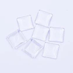 50Pcs Glass Dome Seals Cabochon Flat Back Clear Square For Craft Jewelry DIY Finding 20mm 25mm