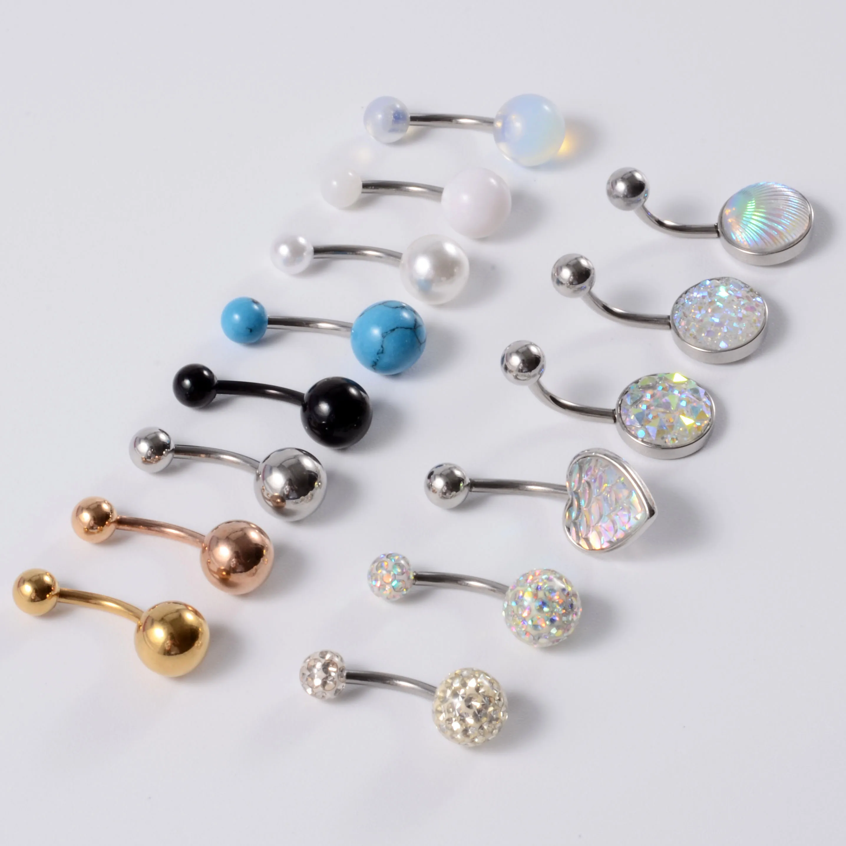 1pcs Surgical Steel CZ Gem Heart Ball Belly Piercings Navel Belly Button Rings Crystal Earrings Woman Sexy Body Piercing Jewelry