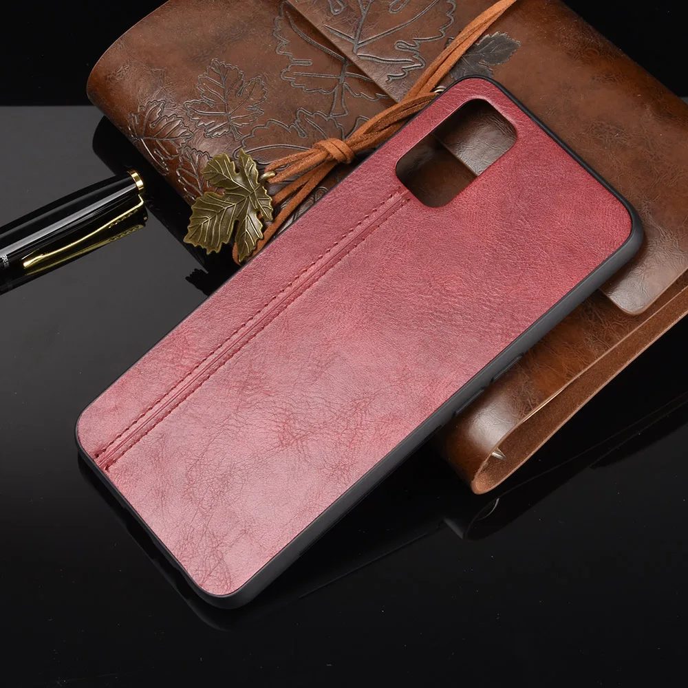 Oppo A52 Case Oppo A72 Suture Calfskin Soft Edge PU Leather Hard Phone Bag Cover For Oppo A72/A52 A 72 52 Back Case