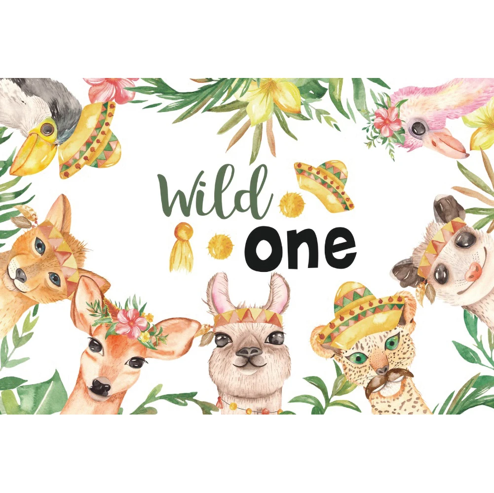 Yeele الغابة البرية واحدة الحيوان الكرتون الطفل عيد ميلاد خلفية للتصوير الفوتوغرافي التصوير الفوتوغرافي الخلفيات استوديو الصور