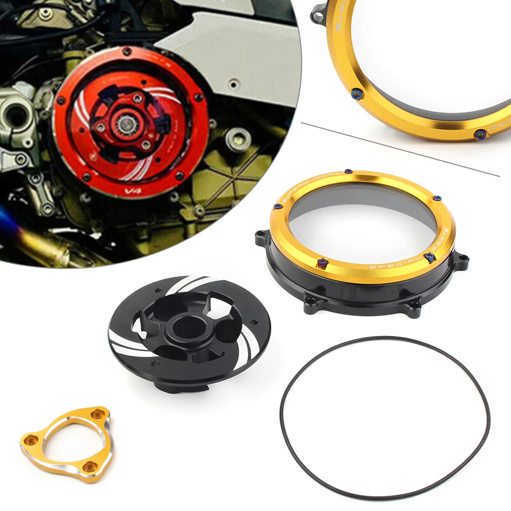 Aluminum Motorcycle Clutch Cover Protector Guard Clear for 2012-2016 2017 2018 2019 2020 Ducati Panigale 1199 1299 959 R S Gold