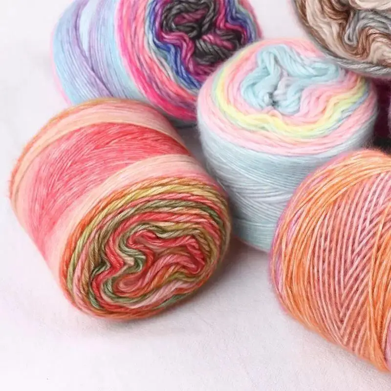 100g Wool Gradient Cake Coil Manual Weaving Medium Thick Yarn Sweater Scarf Hat Line Hook Needle Apartments Cotton Yarns AQ300