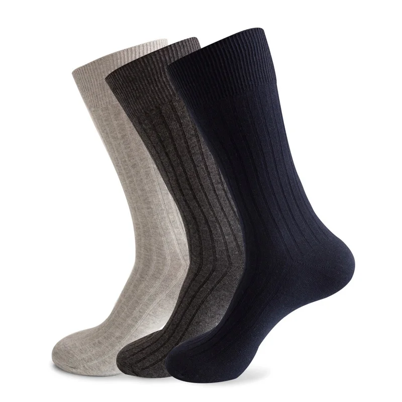 High Quality 10 pcs=5 Pairs Comb Cotton Men Dress Socks Plus Size Black Long Business Classic Solid Color Socks 46 47 48 49 50