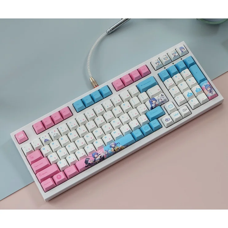 Teclado dos desenhos animados japoneses keycaps cherry perfil pbt 134 teclas suporte 61/64/68/75/84/87/96/980/104/108 teclado perfil