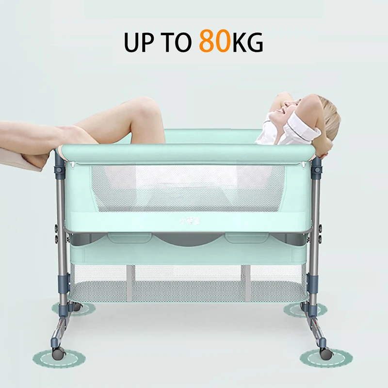 IMBABY Baby Bed Portable Foldable Infant Kid Toddler Crib Removable Newborn Solid Color Crib High and Low Adjusting New Arrivals