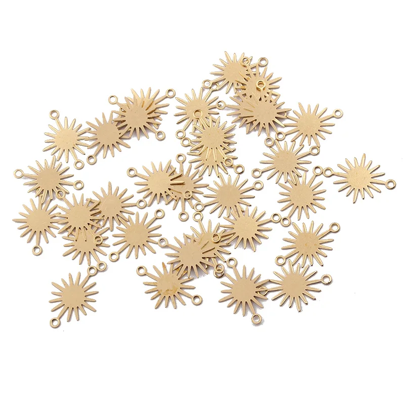 20pcs Brass Small Double-Hole Sun Flower Charms Connectors Pendant For DIY Earrings Necklace Jewelry Making Supplies Accessories