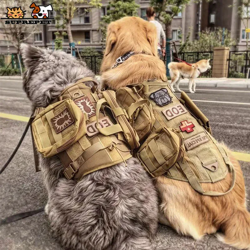 SUPREPET Big Dog Harness Nylon Tactical Vest for Large Dogs Pitbull Military Army Dog Harness Hunting Outdoor German Shepherd