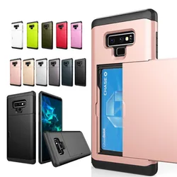 For Samsung Galaxy Note 9 10 Plus Case Slide Armor Wallet Card Slots Holder Cover For Samsung S10 Plus S8 S9 Plus S10 Lite 2016