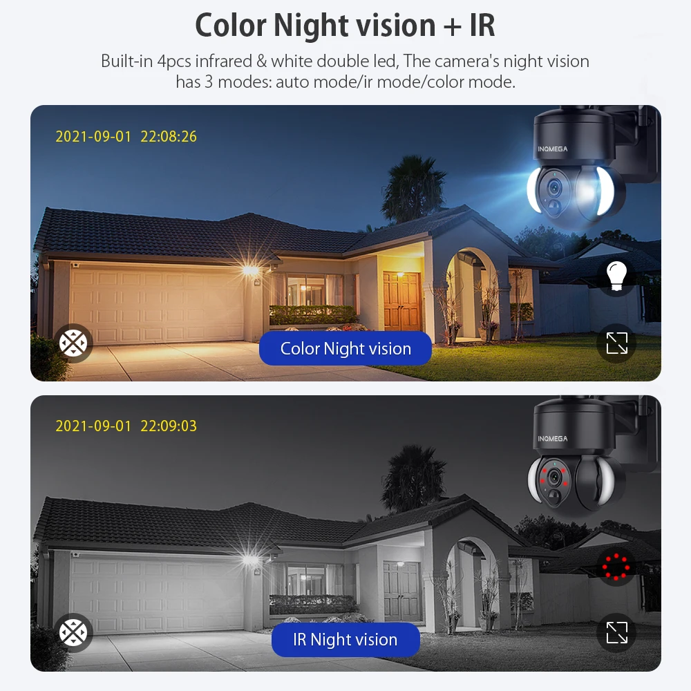 Imagem -03 - Inqmega-câmera Cctv Solar com Luz Inteligente Proteção Cctv Dia e Noite Full Color 3mp Ptz Detecção Pir 4g Sim