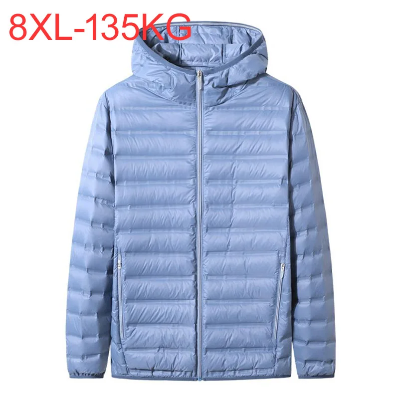 New Warm Men's Light Down Jacket Men Fashion Hooded Coat Short Lightweight Youth Slim Fit Coat Down Jackets Padded Outwear 8xl