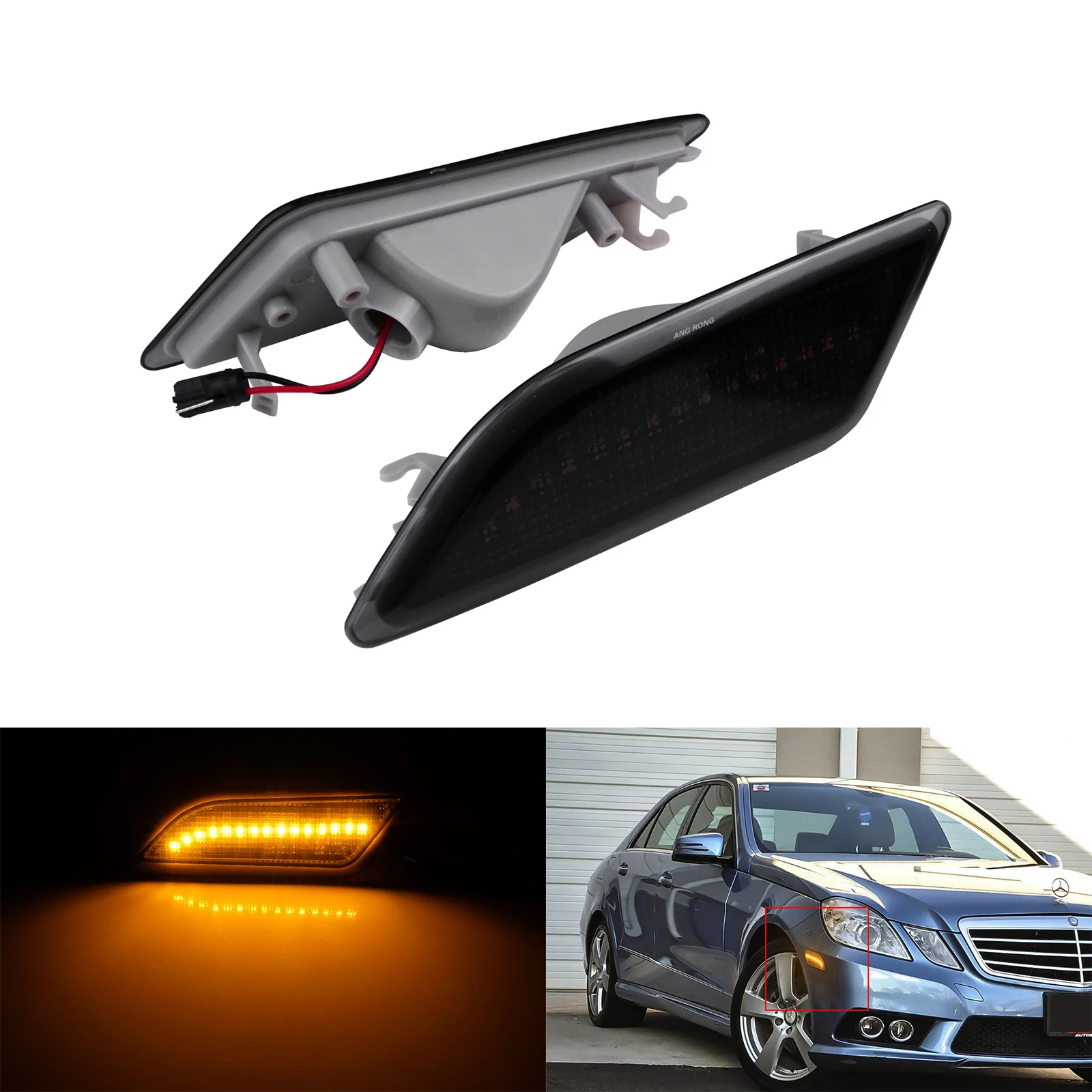 

ANGRONG 2X For Mercedes Benz W212 E63 E350 E400 E550 10-13 LED Side Marker Indicator Light