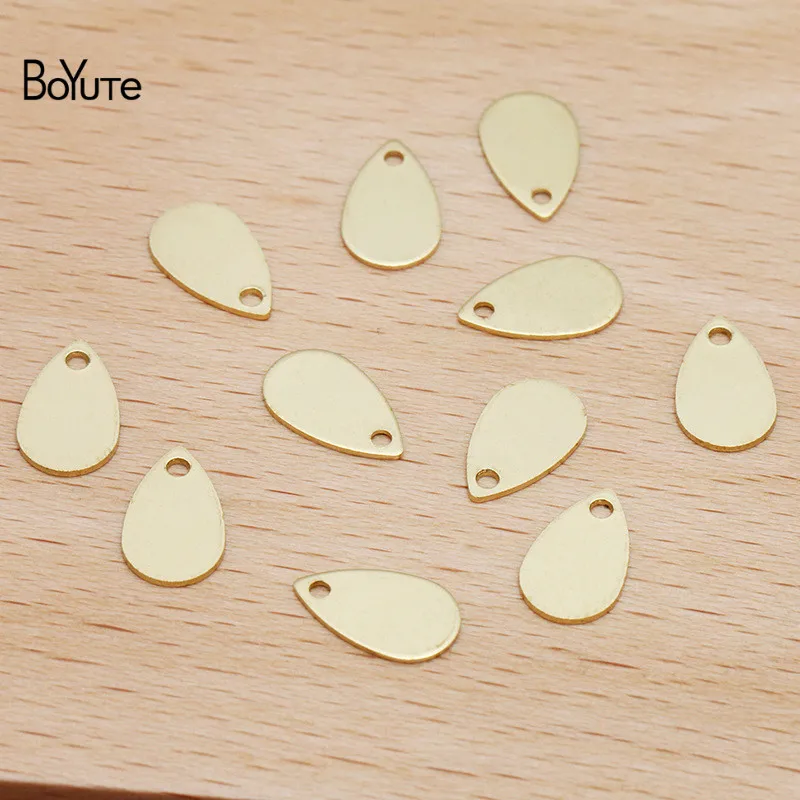 BoYuTe (200 Pieces/Lot) 10*6MM Metal Brass Stamping Water Drop Charms for Jewelry Making