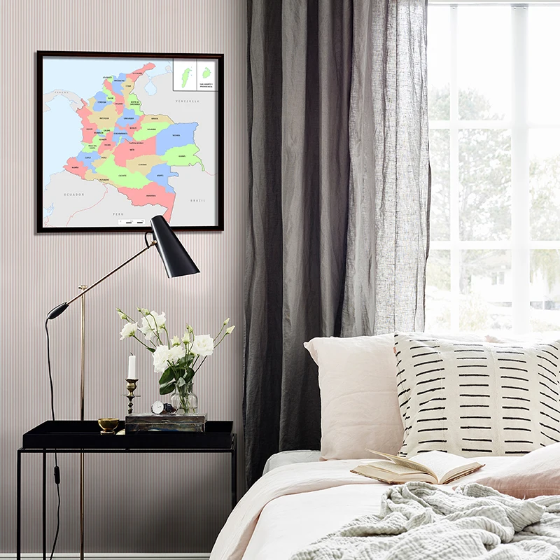 60*60cm Colombia Map In Spanish Small Size Wall Art Poster Canvas Painting Living Room Home Decoration School Supplies