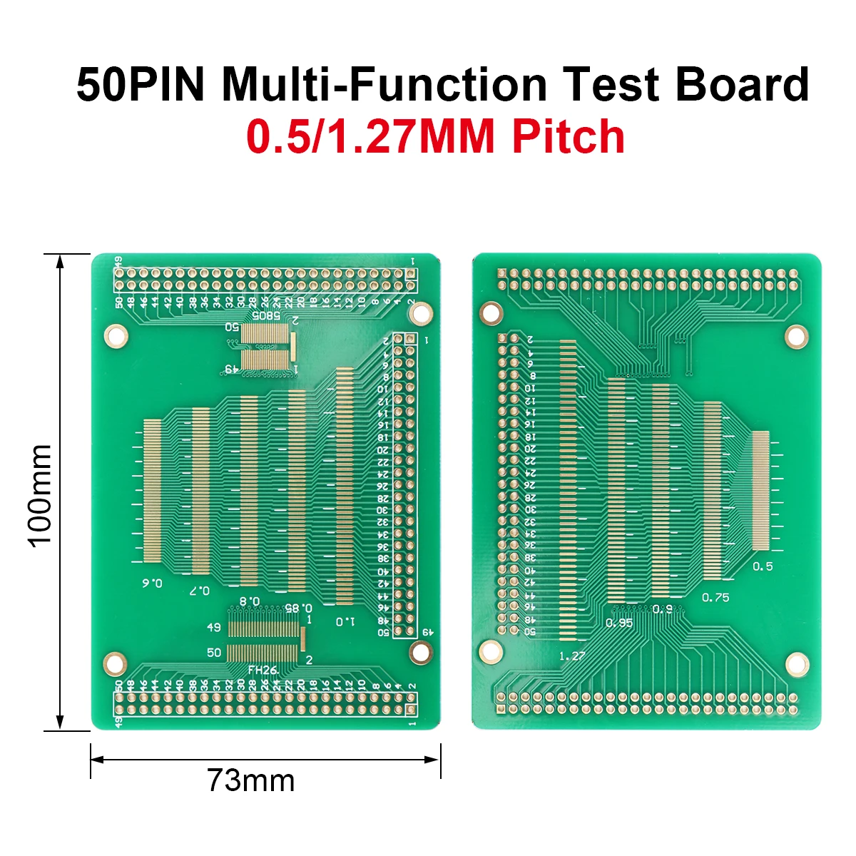 5Pcs Multi-Function Transfer Test Board 50PIN 0.5-1.27mm Pitch LCM TFT LCD Transfer Test Board