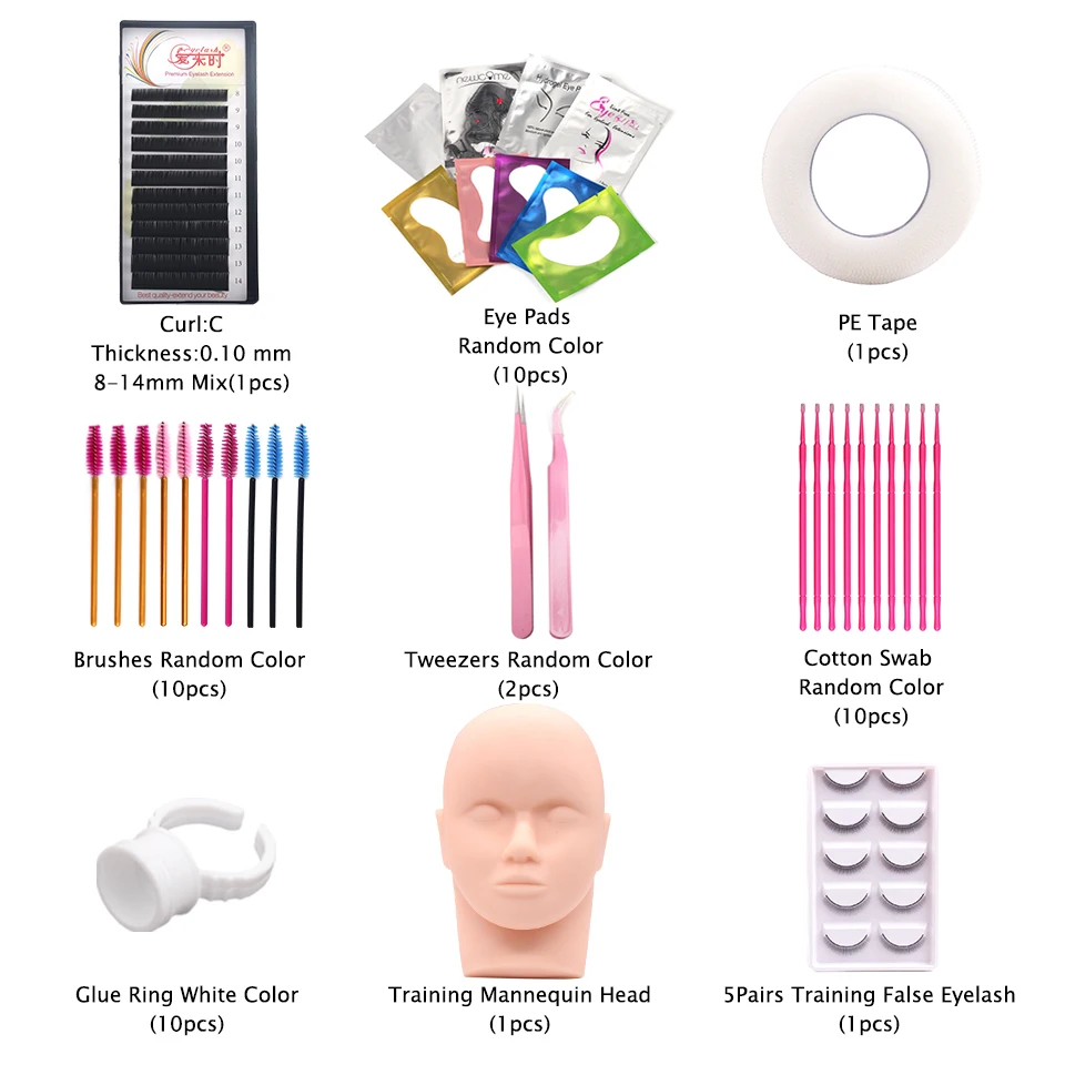 6/9/12 قطعة المهنية الرموش الصناعية تمديد ممارسة طقم تمرينات ماكياج المعرضة سماعات رأس رموش الكسب غير المشروع أدوات ماكياج #2
