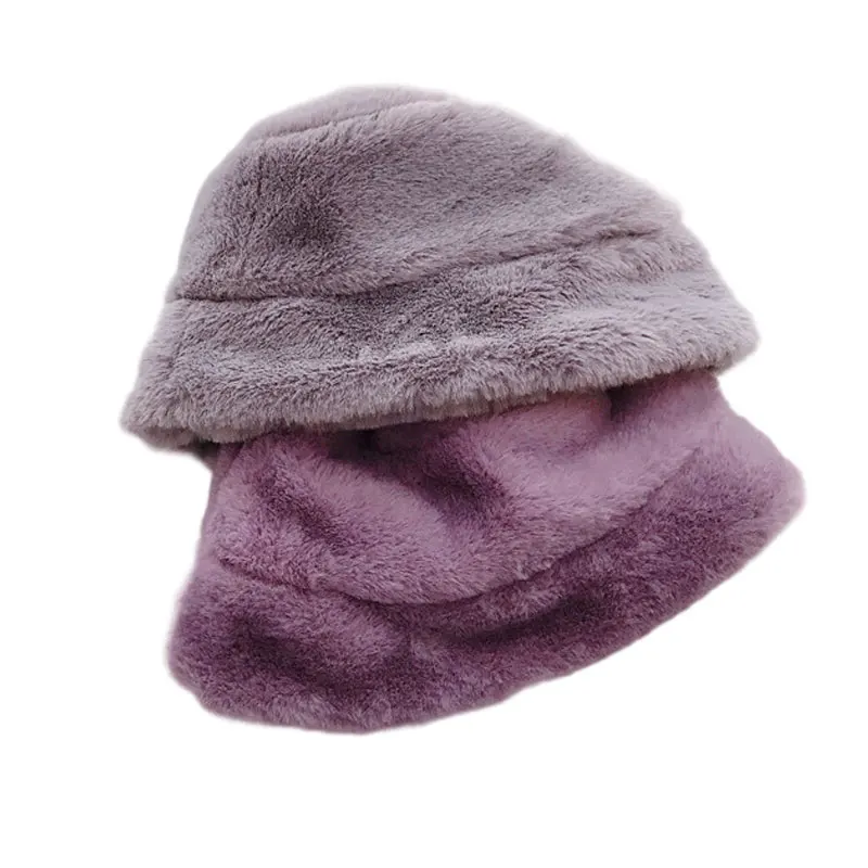 Winter Hat for Kids Faux Fur Bucket Hat for Girls Boys Cap Children Warm Baby Hat Kids Accessories 2-5Y