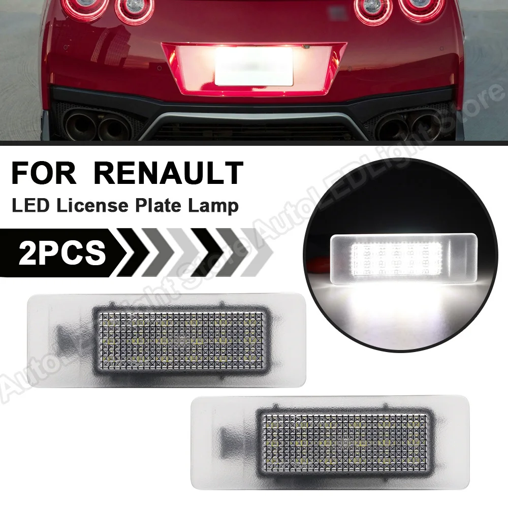 2X LED License Number Plate Light For Renault Clio 5 Espace 5 Koleos 2 Master Bus Box Talisman Grand Tour Nissan Leaf Maxima GTR