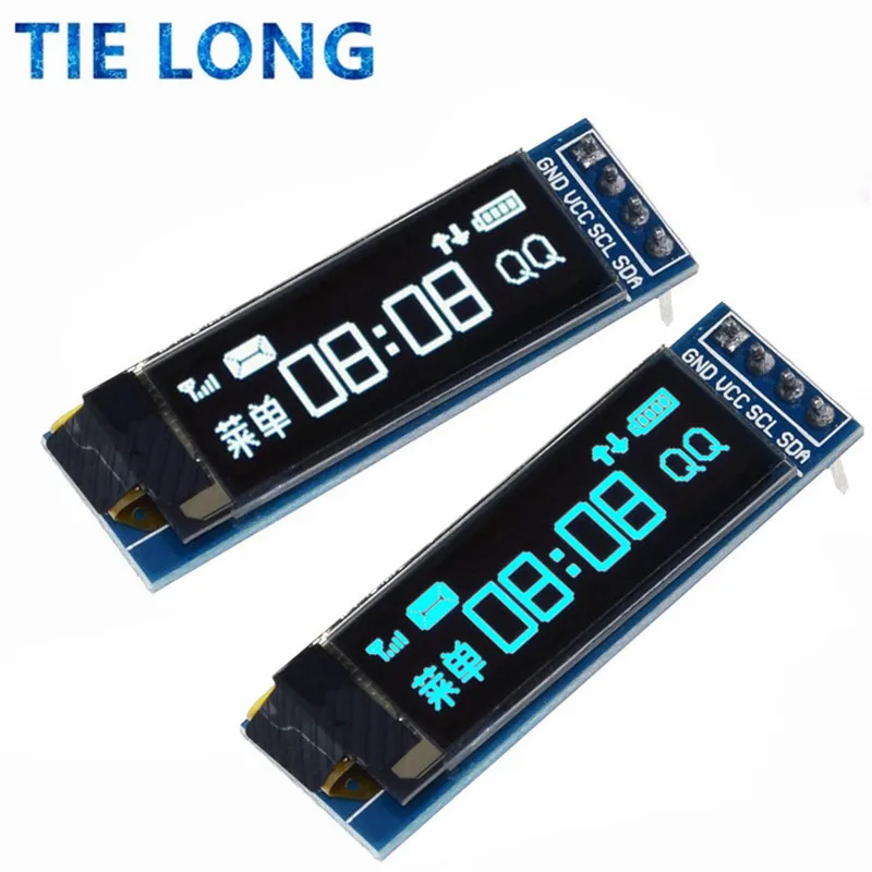 Tie LONG 1pcs módulo OLED de 0,91 polegadas 0,91 "branco azul OLED 128X32 OLED LCD Módulo de exibição LED 0,91" IIC Comunicar