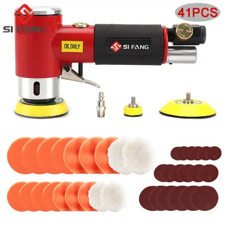 

41Pcs 2"/3" Mini Air Sander Pneumatic Dual Action Polisher Polishing Machine Sanding Kit For Auto Body Surface Finishing