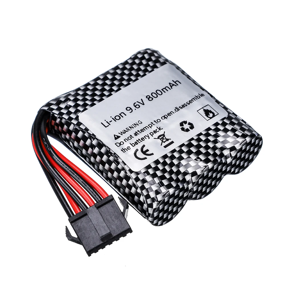 9.6v 800mah 16500 Li-ion Battery for 9115 9116 S911 S912 RC Car Truck Spare 9.6v 9115 9116 Rechageable Battery 6p Plug