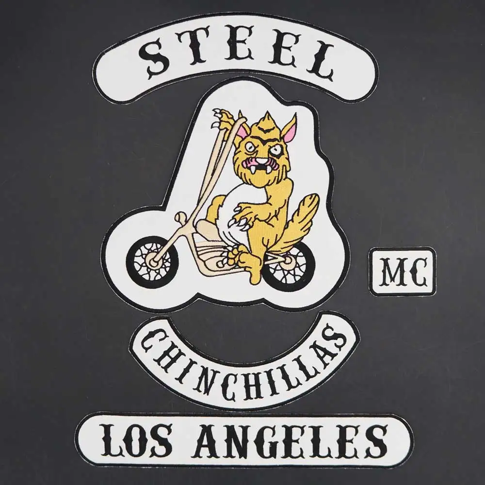 STEEL CHINCILLAS LOS ANGELES MC Iron on Clothes Embroidery Patch Sticker Badge for Clothing Hat Bags