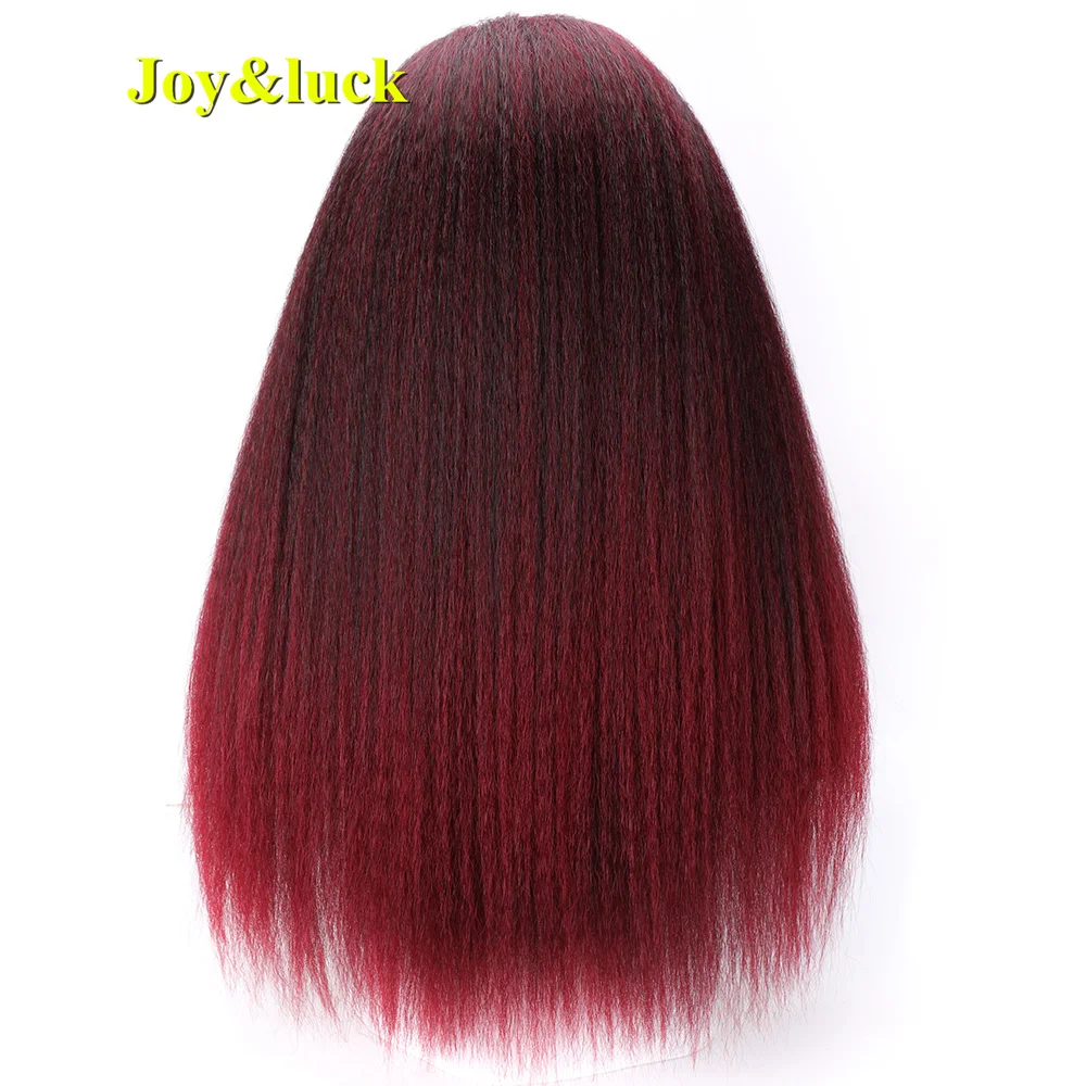 Synthetic Headband Wig Burgundy Long Kinky Straight Wigs For Africa Women Full Machine Natural Afro Hair Wigs