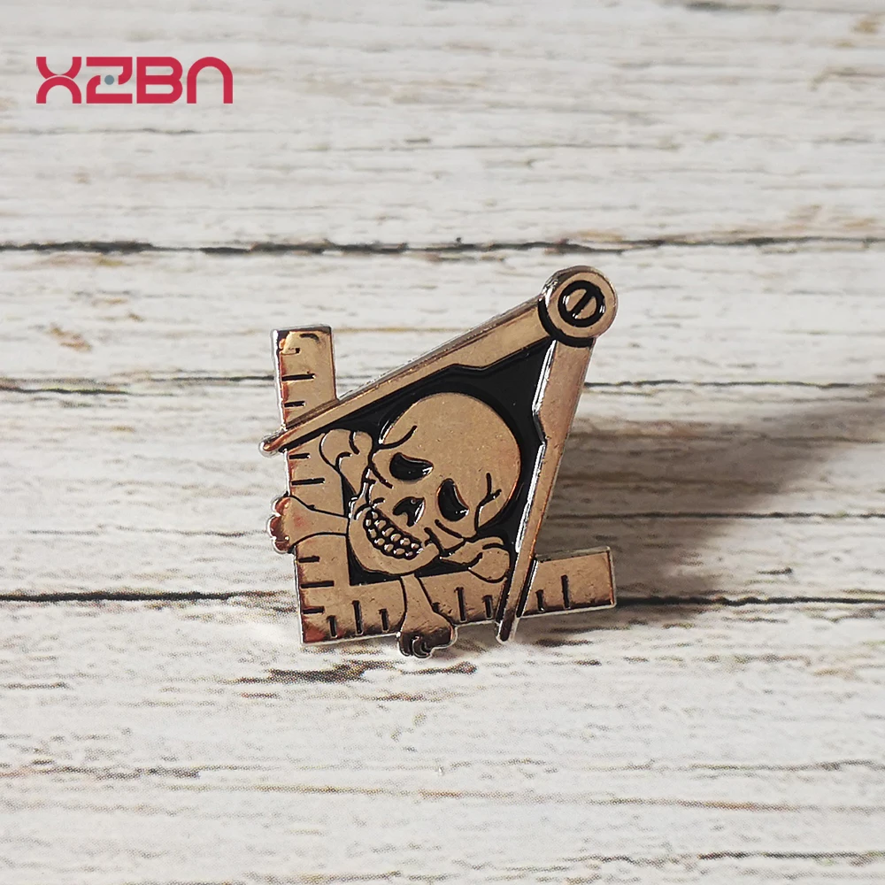 Masonic Lapel Pins Badge Mason Freemason Exquisite skull Skeleton Zinc alloy material Retro motorcycle rider Souvenirs Gift