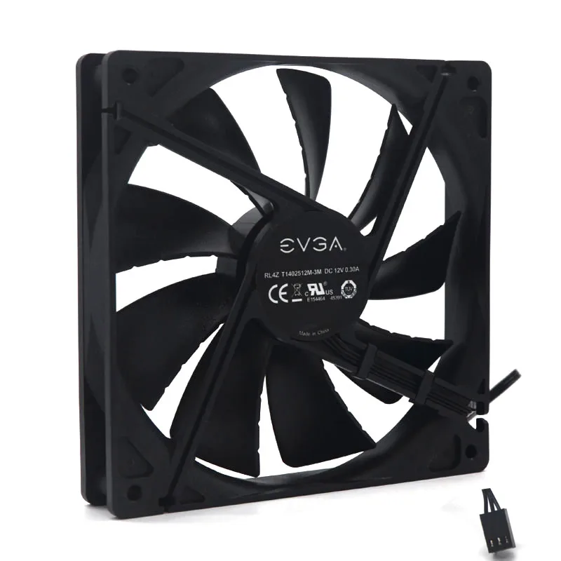 

New 140mm Mute Cooling fan 14cm T1402512M-3M 140X25mm DC 12V 0.30A (0.18A) 1200RPM Mute Fans 3-pin Power Supply For EVGA