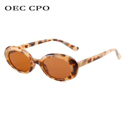 OEC CPO Vintage owalne okulary przeciwsłoneczne damskie modne małe okrągłe okulary przeciwsłoneczne damskie okulary Punk Leopard okulary UV400 Oculos De Sol