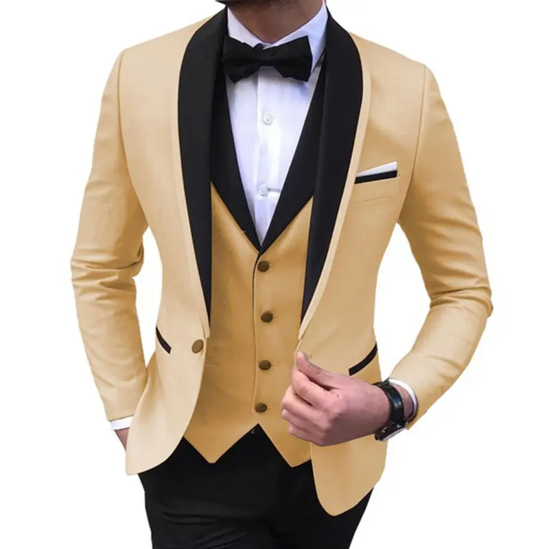 

New Wedding Evening Suits Sets Jacket+Pants+Vest Men Full Suit Fashion Slim Fit Party Casual Male Blazer Luxury Homme Costume