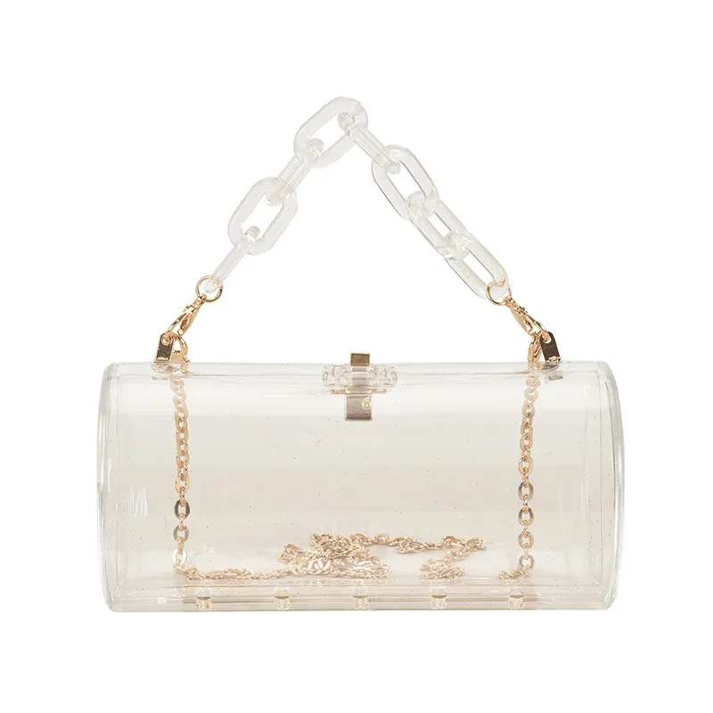 Acrylic Chain Transparent Box Jelly Bag Individual Hexagon Clear PVC Women Handbags Mini Designer Evening Crossbody Tote Bags