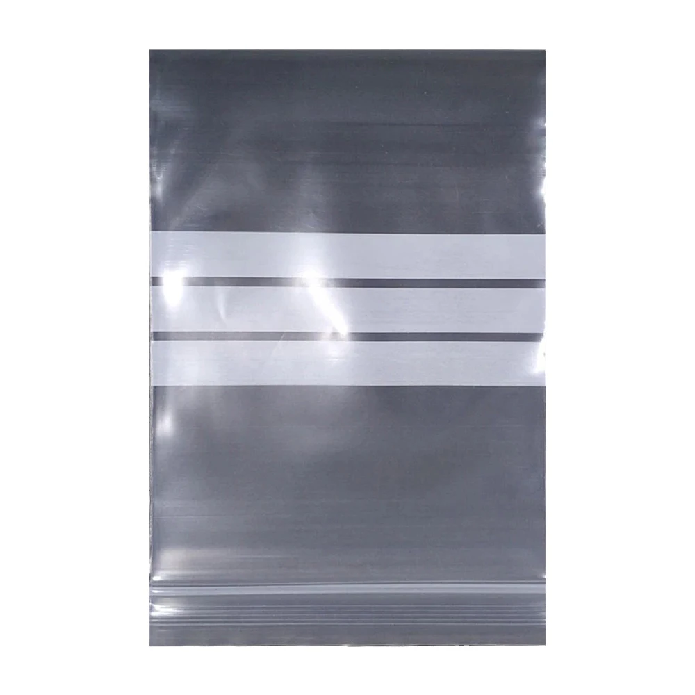 100Pcs Clear Plastic Zip Lock Bag with Writable Line Self Grip Seal Resealable Reusable Food Candy Snack Storage Pack Pouches