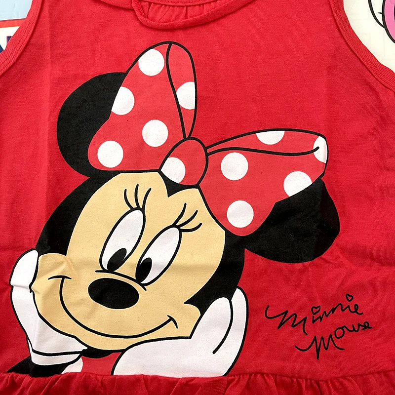 Nieuwe Mode Baby Meisjes Jurk Zomerjurk Cartoon Katoen Rode Minnie Jurk Prinses Jurk Kindermeisje Kleding 1-6Years