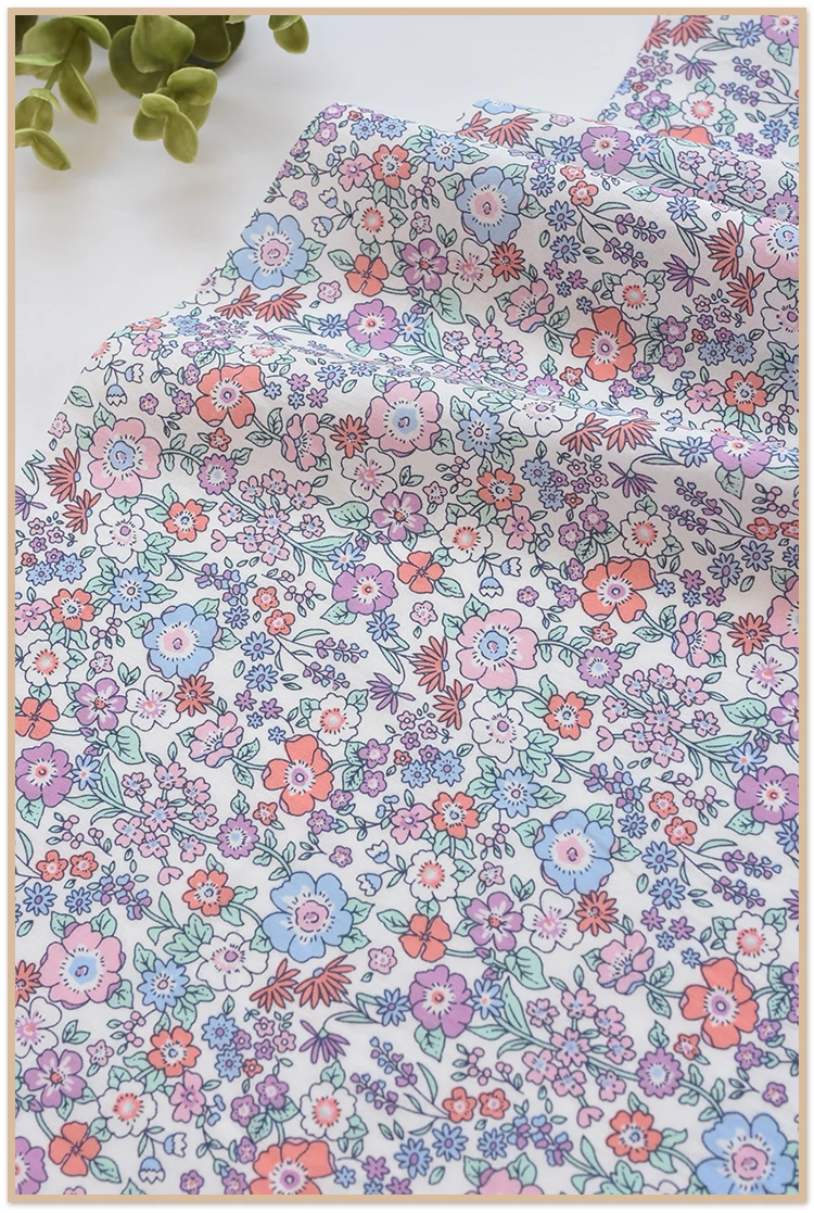 142x50cm Cotton High-Count Floral Sewing Fabric, Making Clothes Dresses Children\'s Clothing Summer Dress Shirt Handmade Cloth