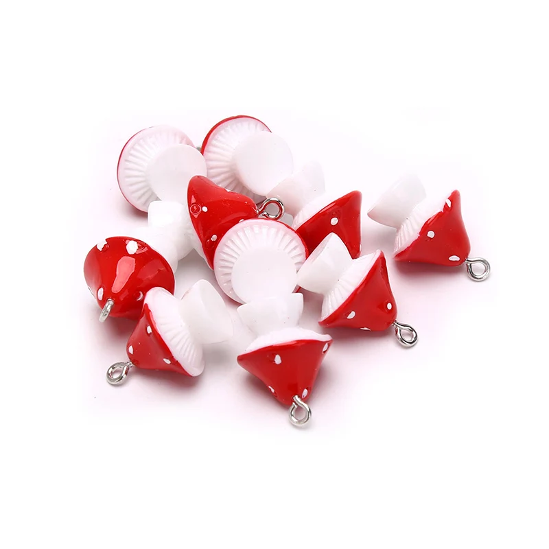 10Pcs Fashion 3D Mushroom Resin Charms Pendant DIY Craft fit for Earrings Bracelet Jewelry Finding handmade Making Accessories