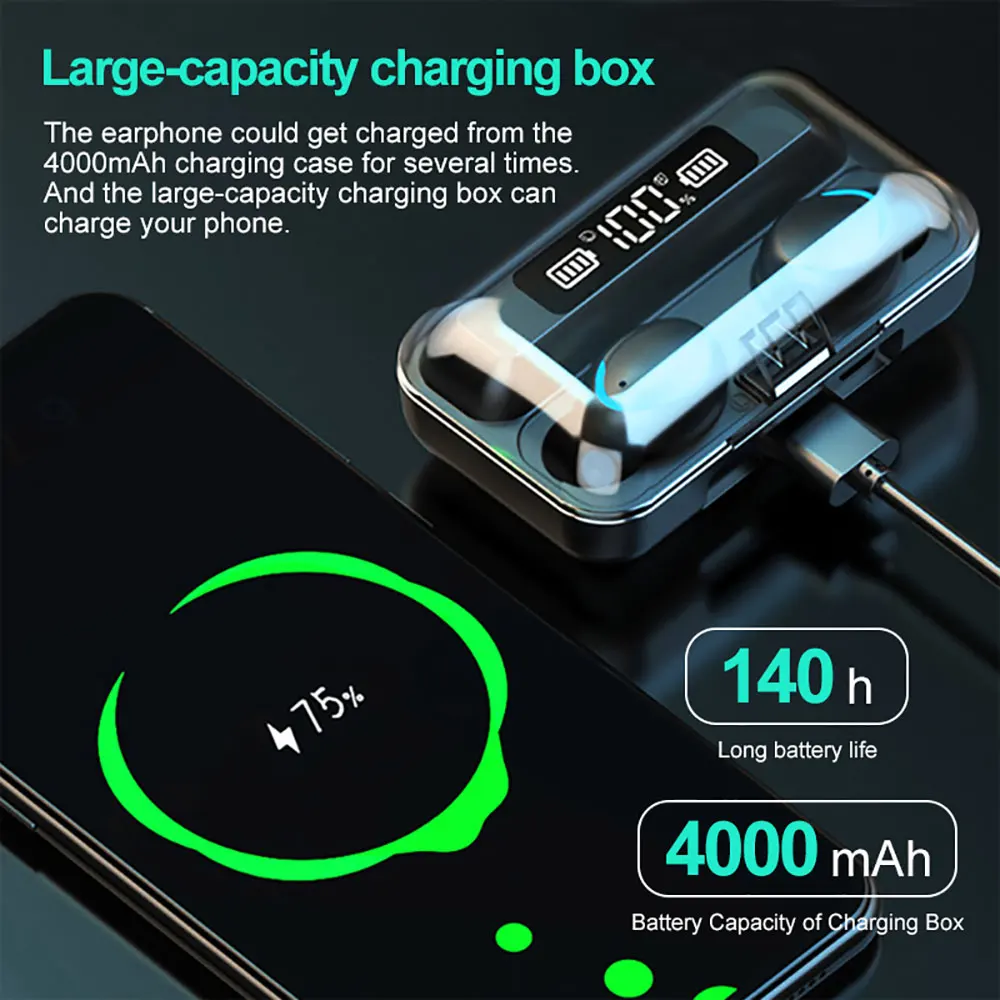 مقاوم للماء IPX7 سماعة لاسلكية تعمل بالبلوتوث سماعة بلوتوث 5.0 التحكم باللمس شاشة ديجيتال سماعات 4000mAh قدرة وقت اللعب الطويل