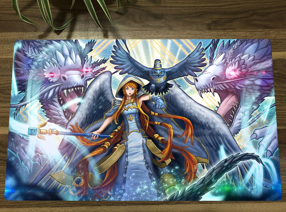 YuGiOh Minerva, wywyższona lekka mata TCG handlowa gra karciana mata CCG Playmat antypoślizgowa podkładka pod mysz podkład na biurko 60x35cm i torba