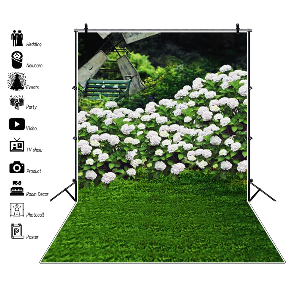 Laeacco Green Garden Backdrops Spring Blossom Flowers Scenic Photography Background Photocall Portrait Props For Photo Studio