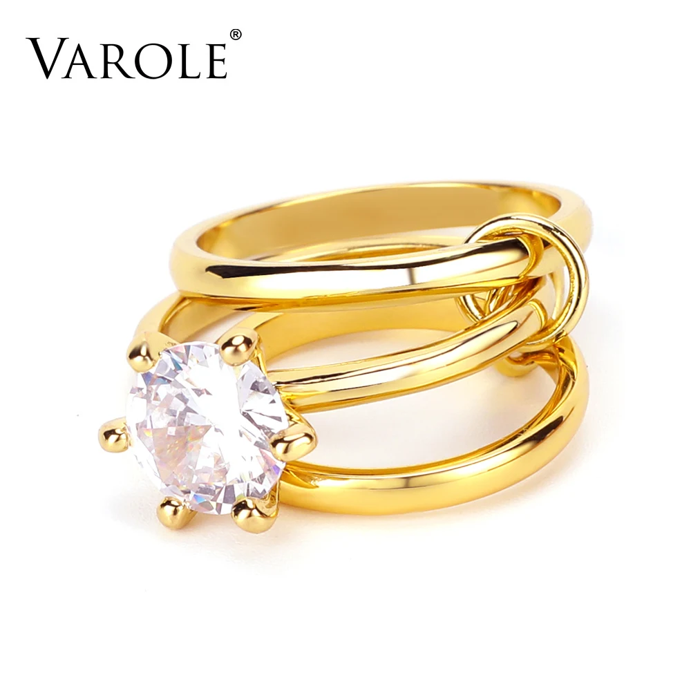 

VAROLE Shiny Zircon Multilayer Rings For Women Stack Finger Ring Fashion wedding Jewelry Wholesale Anillos Mujer