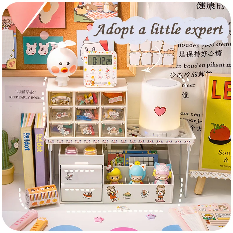 Girl Heart Stationery Desktop Storage Box Small Drawer Cosmetics Sundries Sorting Box Desk Organizer School Office Accessories