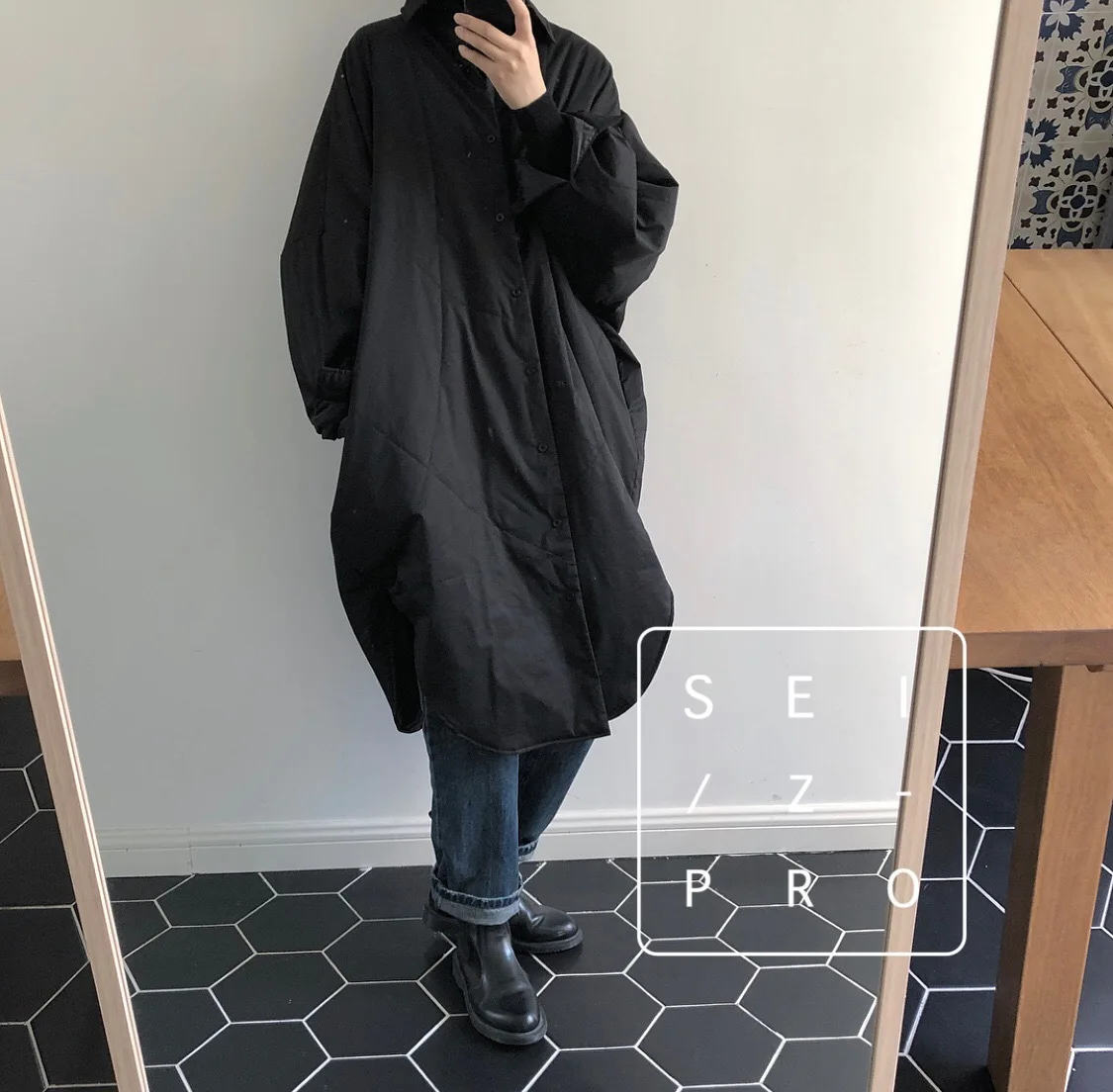 Winter new fashion design simple lapel comfortable super loose long padded jacket  women winter coat