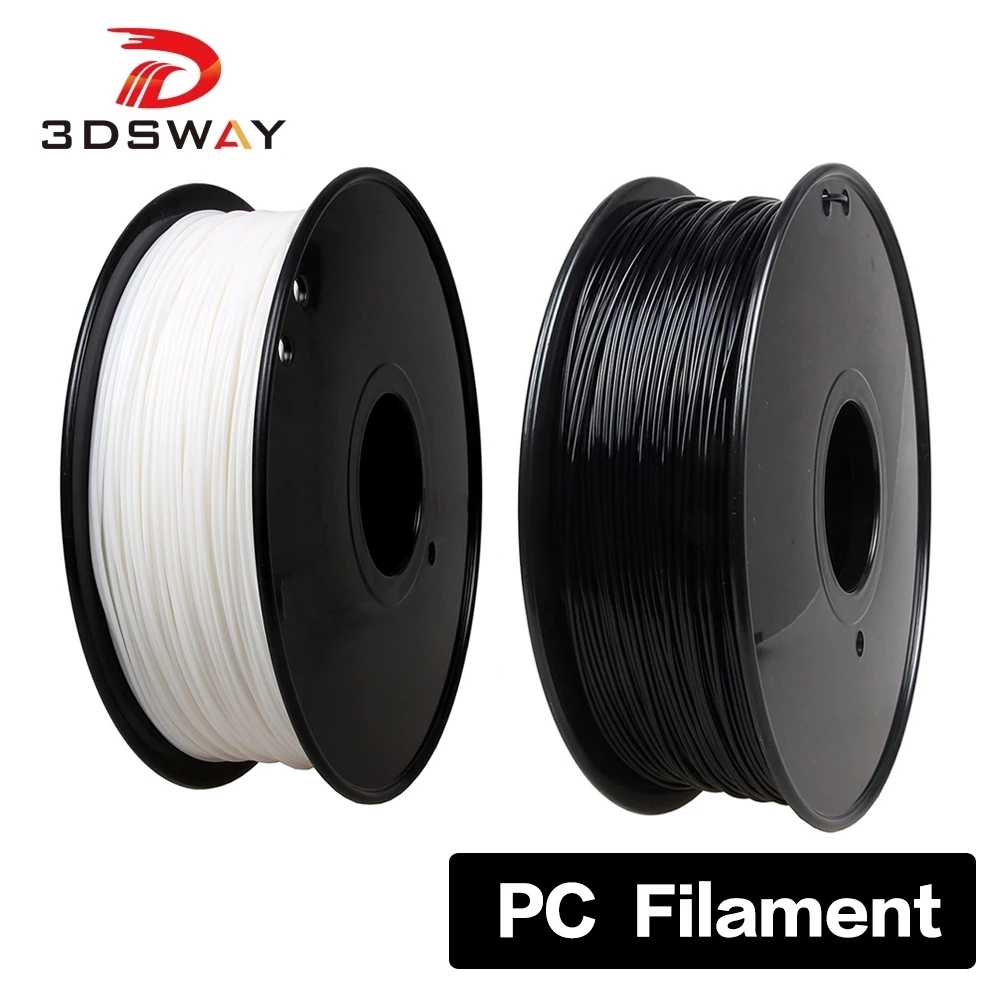 3DSWAY PC 1.75mm Filament 1kg Polycarbonate Toughness Consumables Black White Transparent Material for 3D Printer Multi-Colors