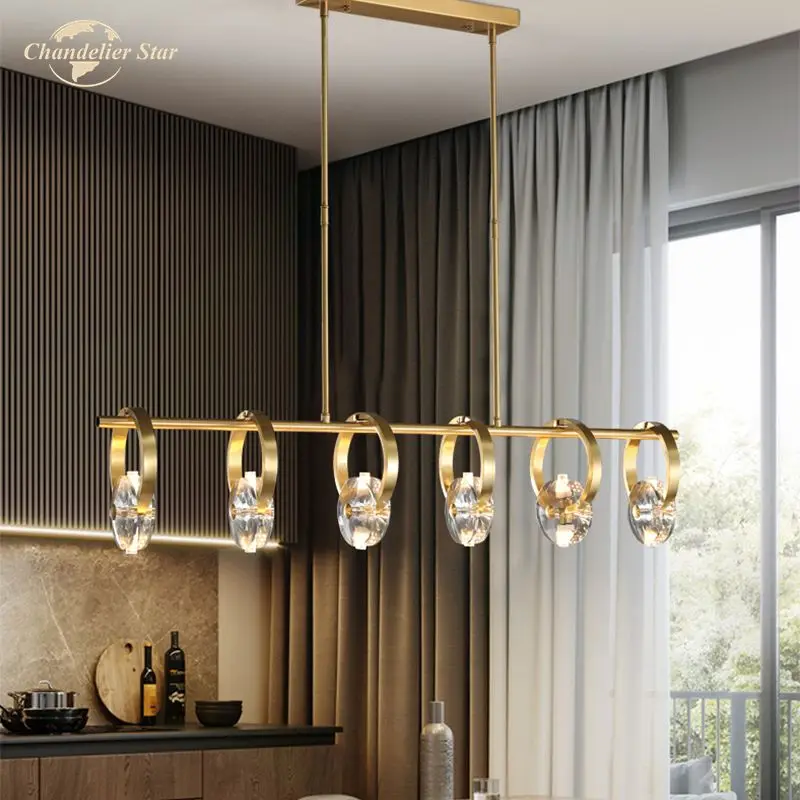 Modern LED Chandeliers Luxury Gold Metal Crystal Diamond Ring Pendant Lights Fixture Bedroom Living Room Dining Room Lamp Lustre