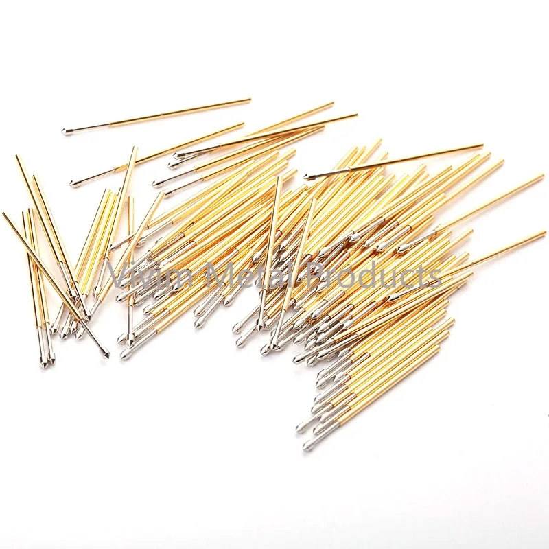 100PCS Phosphorus Copper Spring Test Probe PM75-E2 Pointed Nickel Plated PCB Needle Diameter 1.02mm Probe Instrument Dia 1.3mm