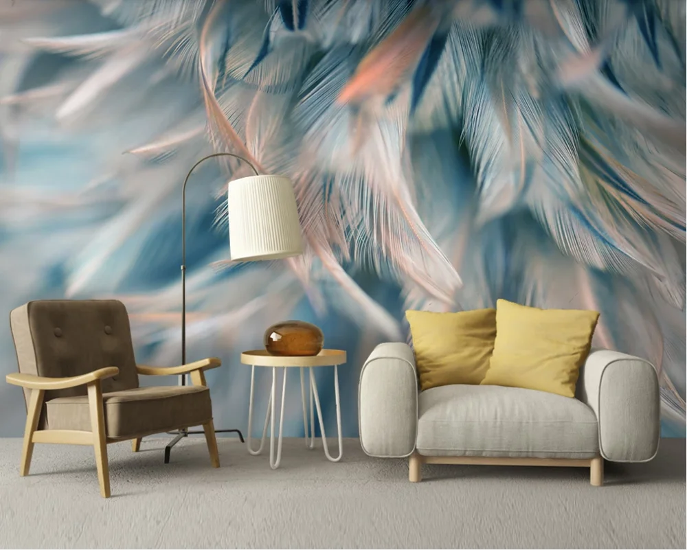 Nordic small fresh and simple feather background wall-Professional customized wallpaper